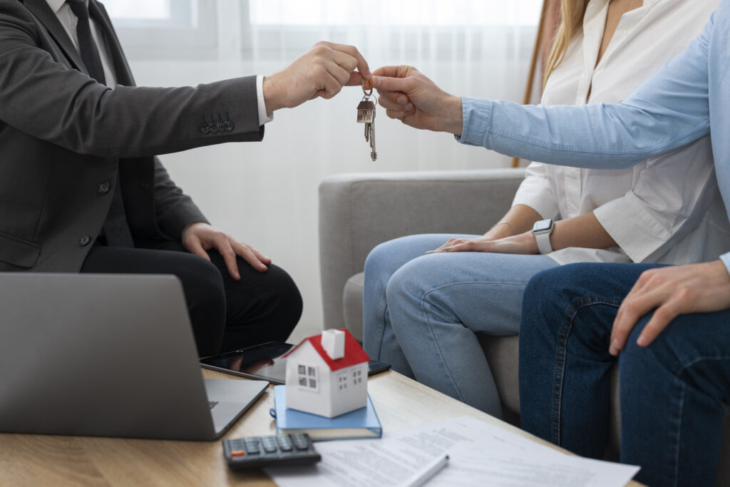 real estate agent work showing house doing business